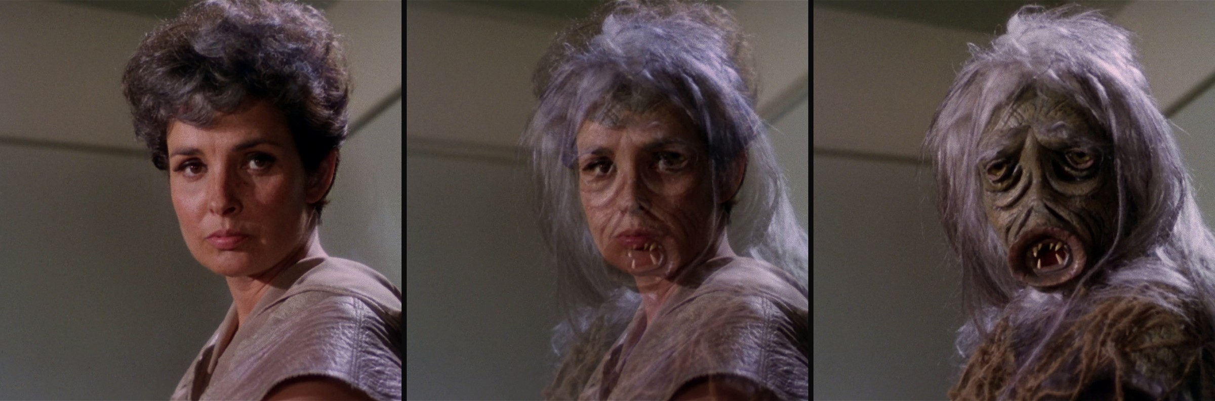 Nancy, the dissolve, and what was there the whole time: three moments from a single shot. Star Trek: The Original Series, The Man Trap (1966). Paramount / CBS.